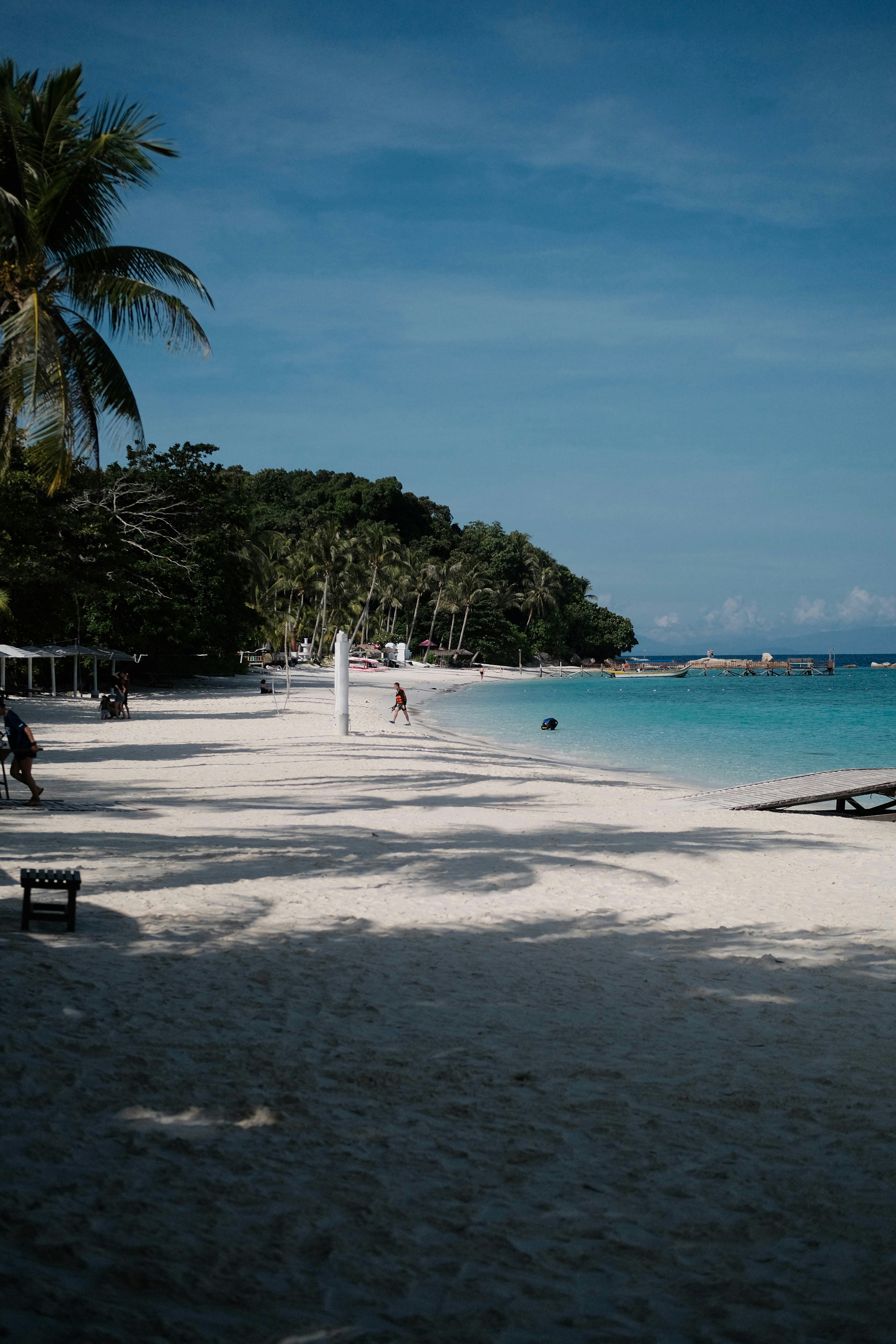 Tropical beach with white sand and clear blue water
