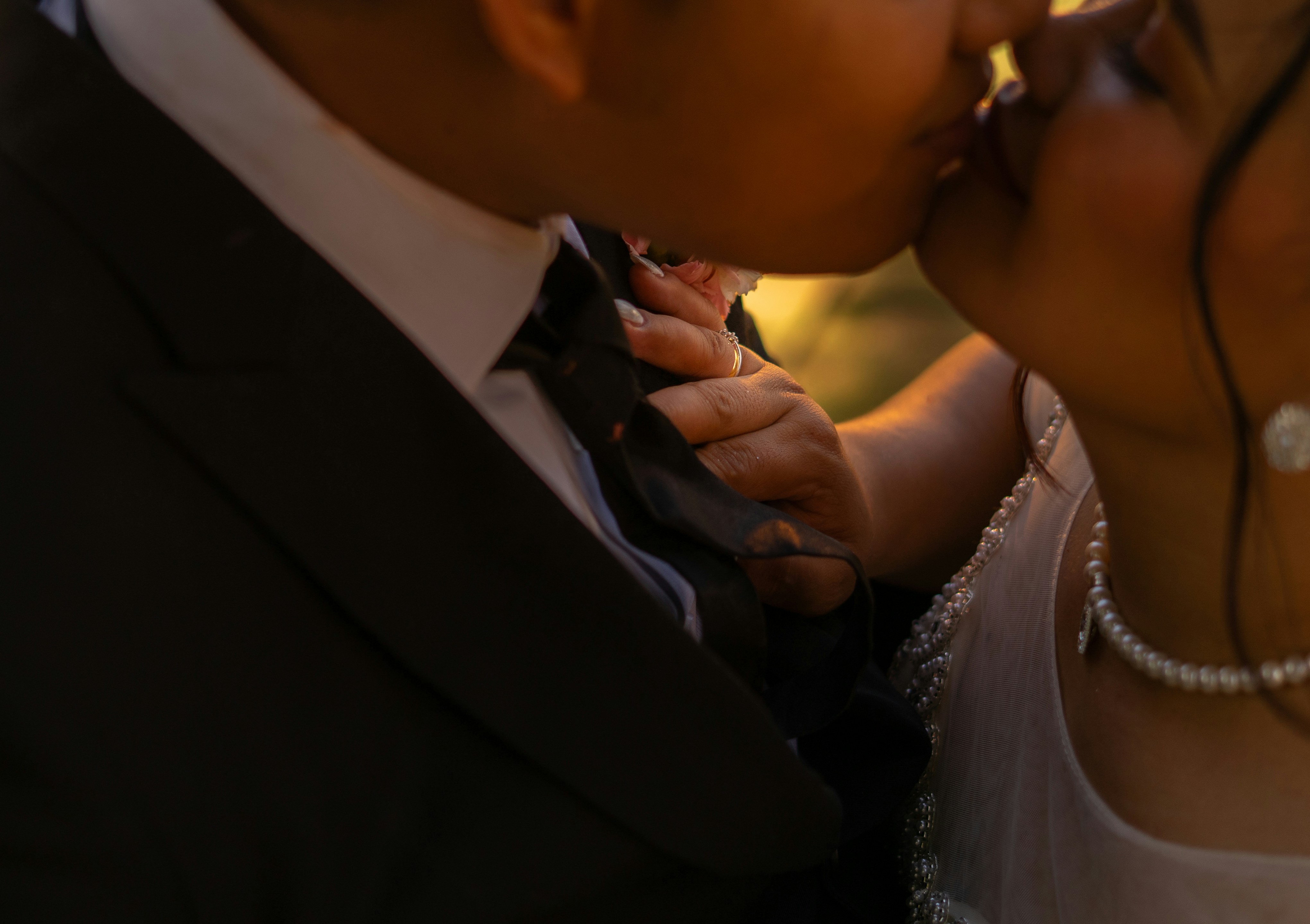 Bride and groom sharing intimate moment