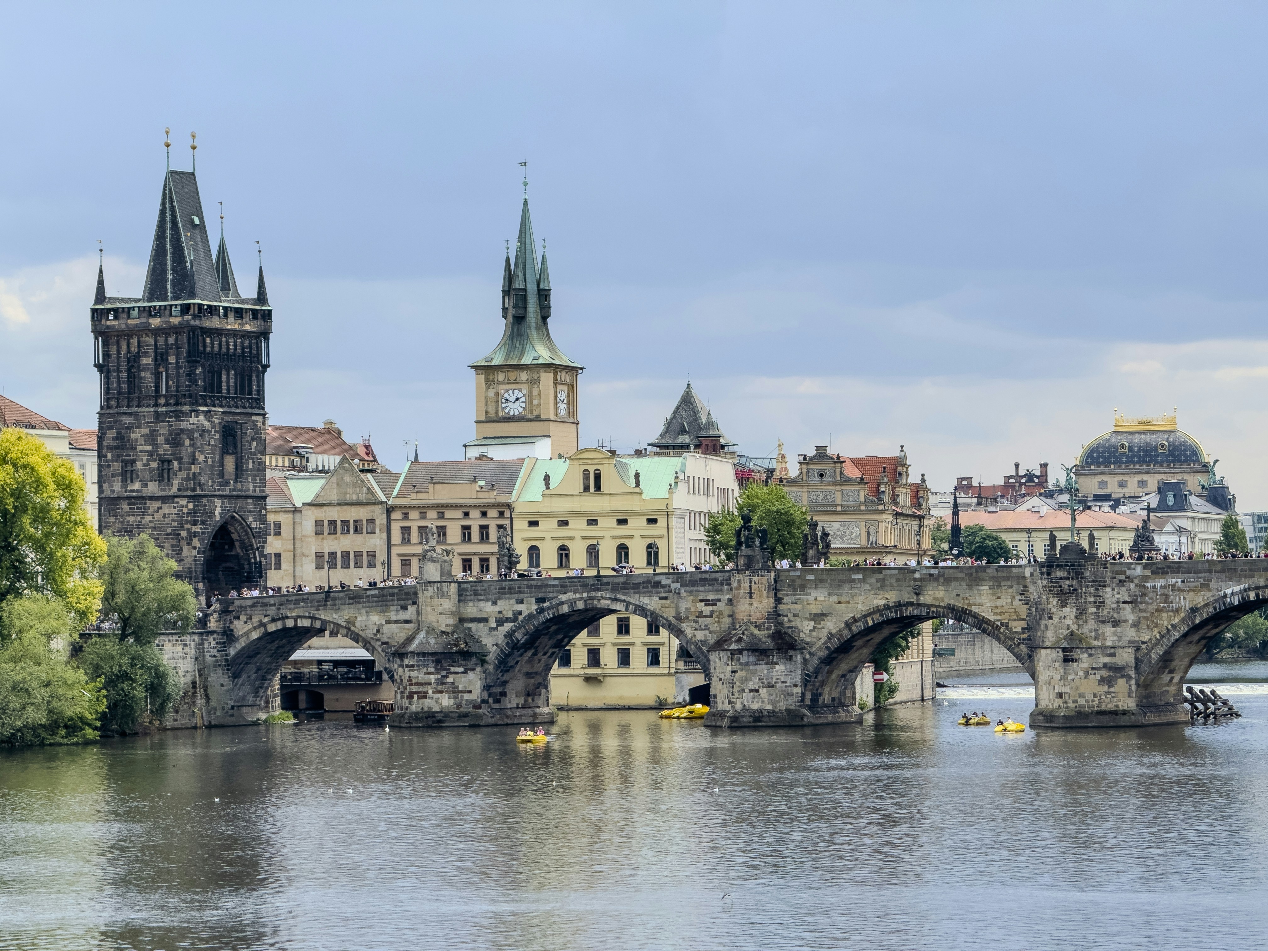 Charles bridge over vltava river in prague