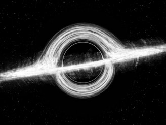 A black hole with glowing accretion disk in space