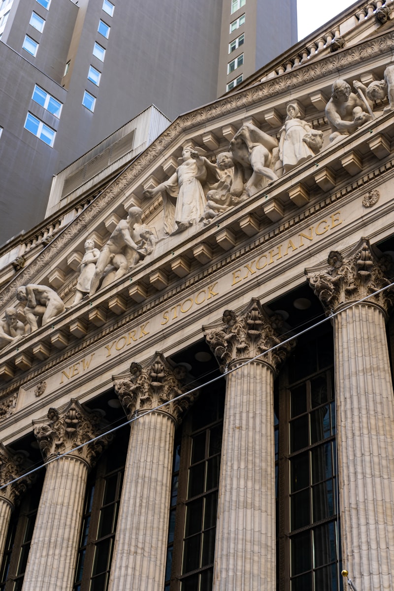 New York Stock Exchange building facade with columns