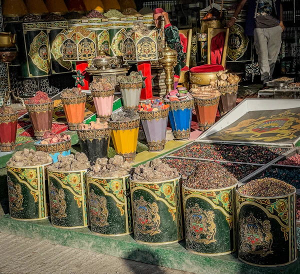 Colourful spices in bowls