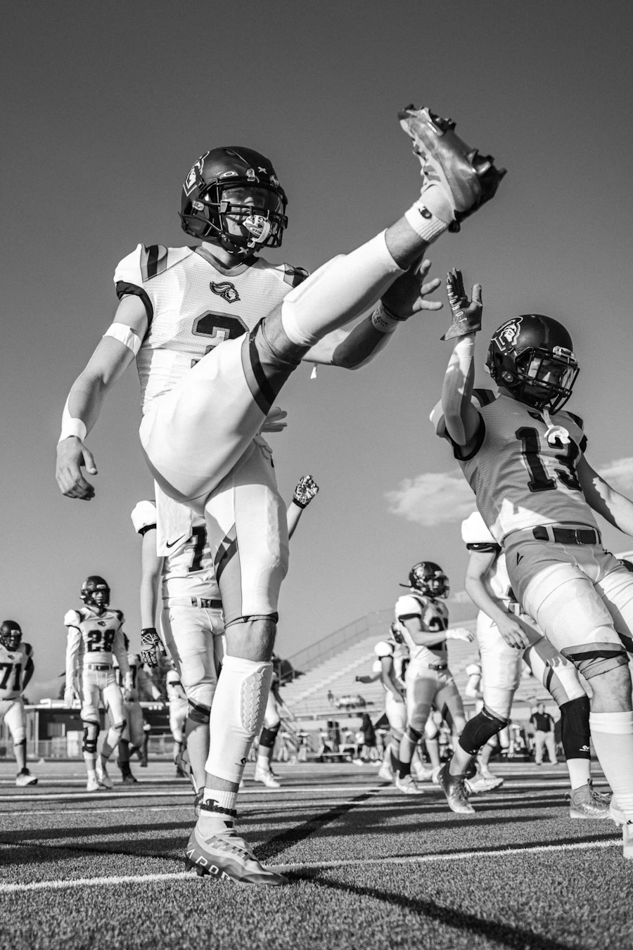 Football athletes preparing