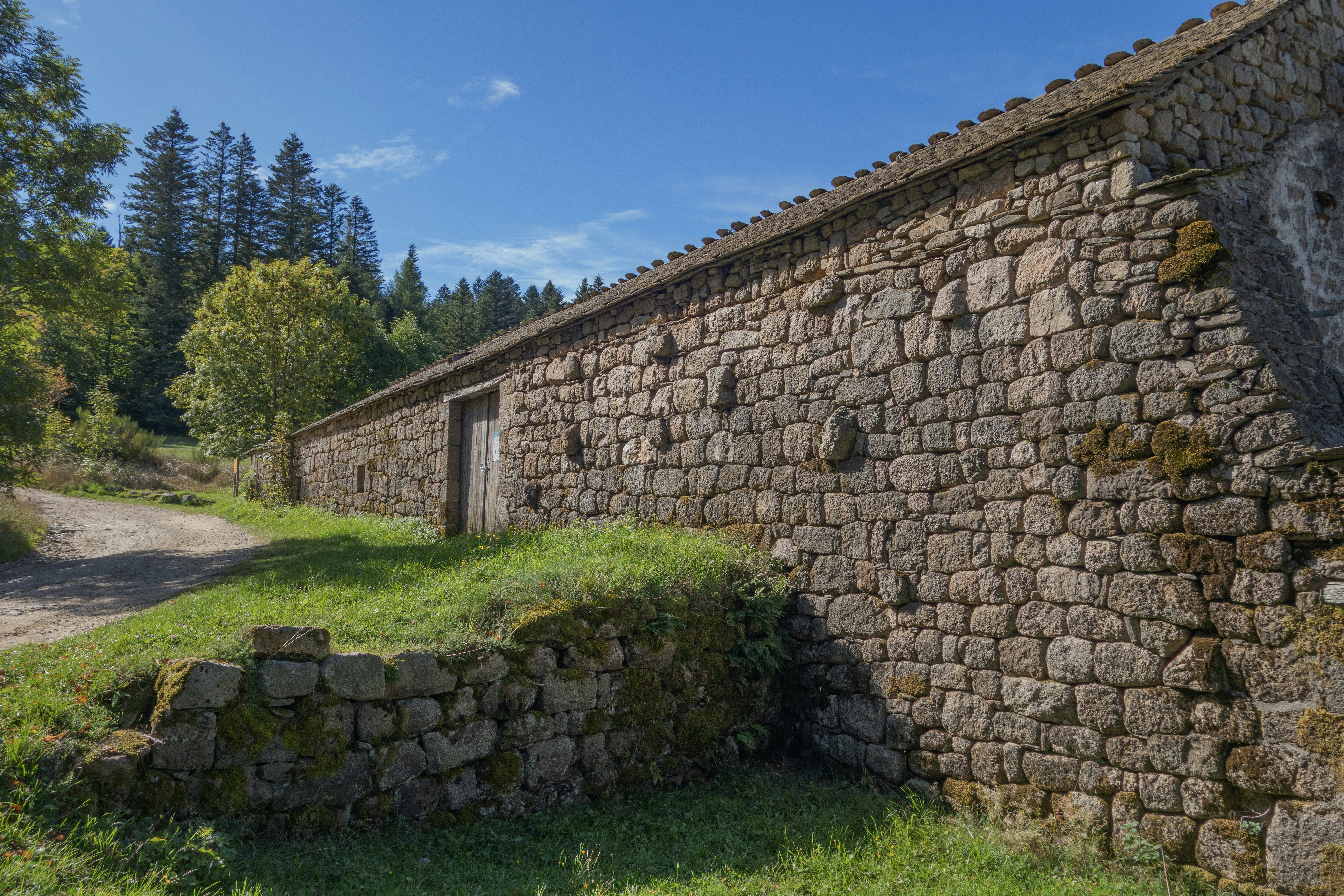 Stone building with wooden door