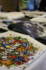 Colorful artwork with the word ukraine on fabric