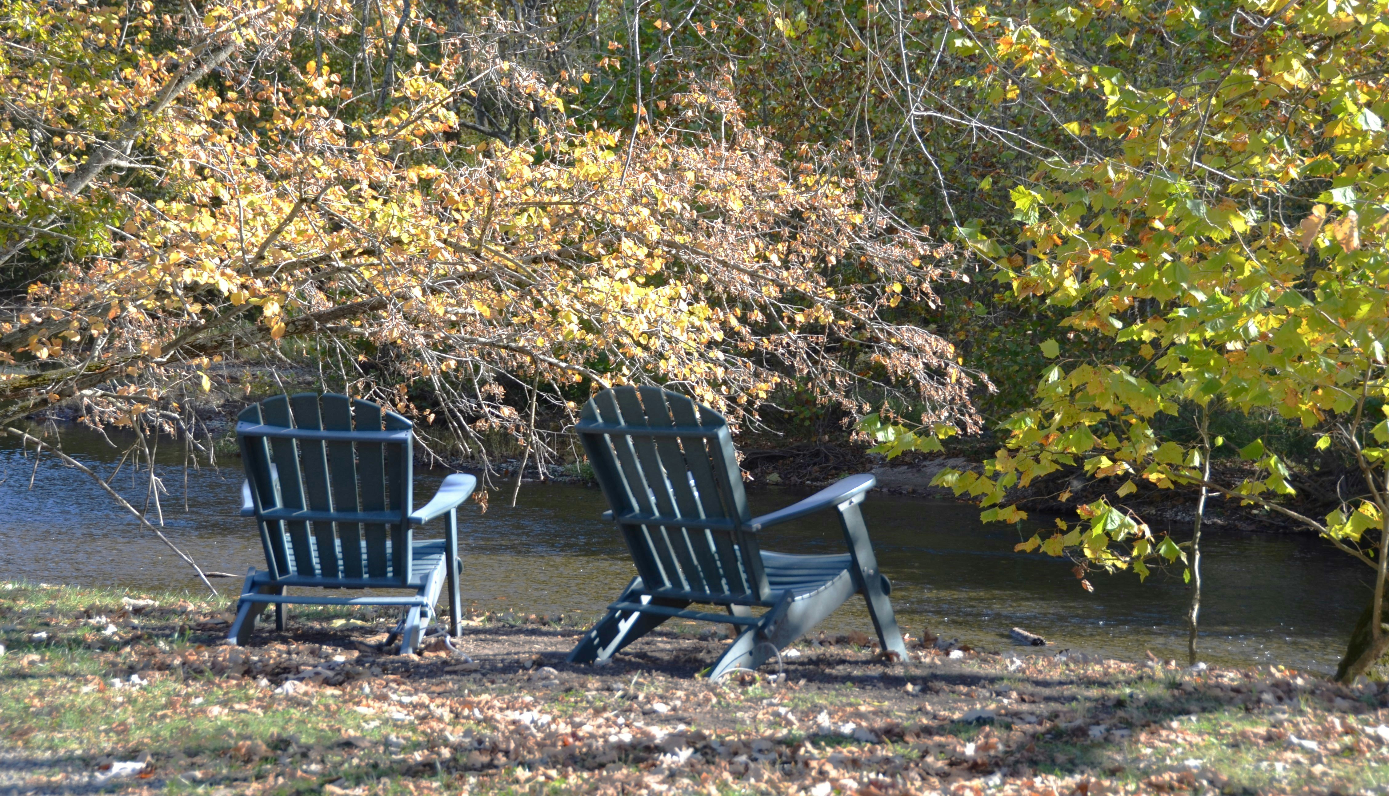 A quiet seating area on a farm for caregiver rest and mental health.