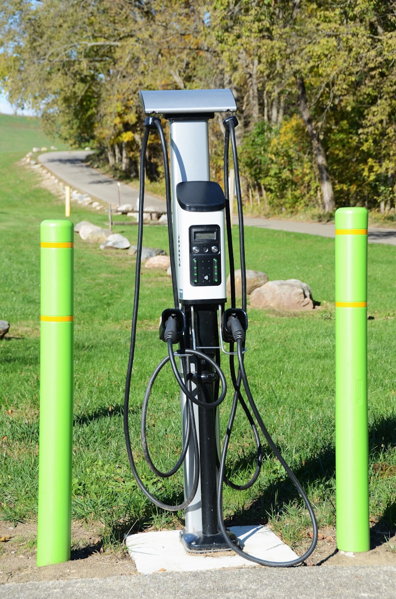 EV charging cables arranged at a station