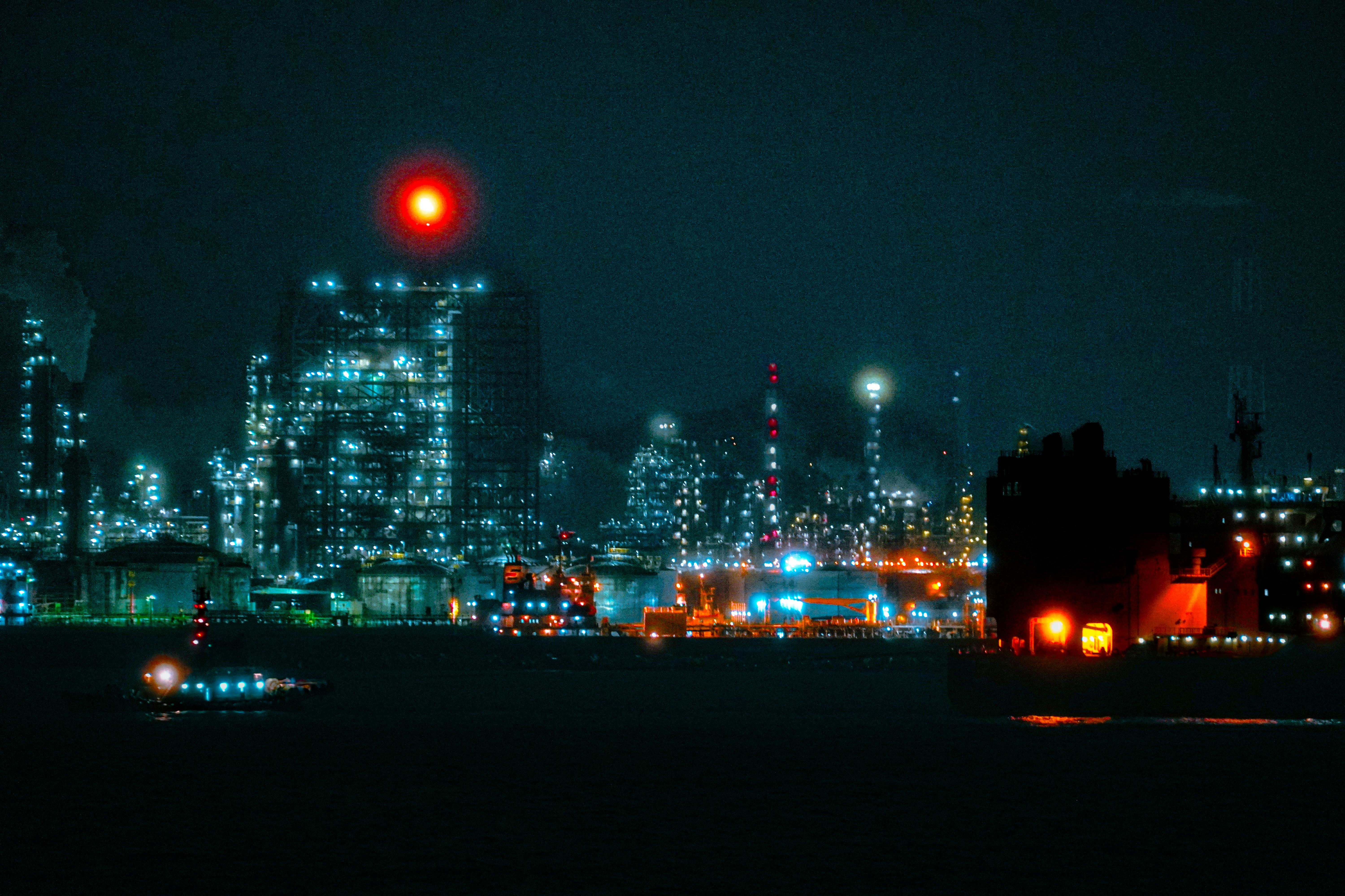 Industrial cityscape at night