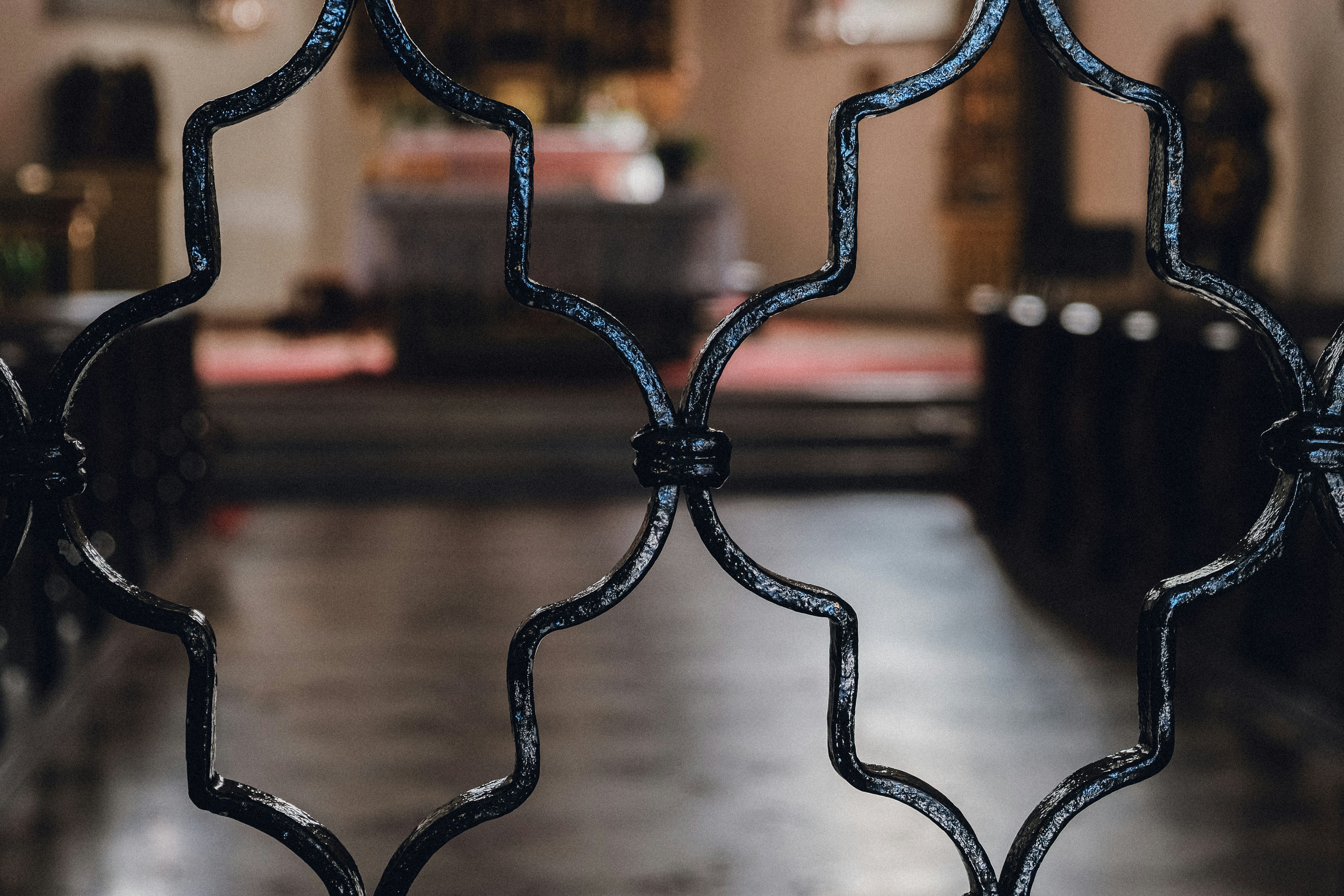 Ornate metal gate interior