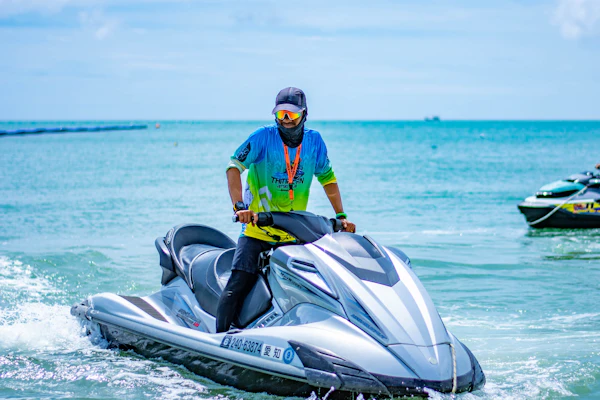 Jet skiing on the ocean