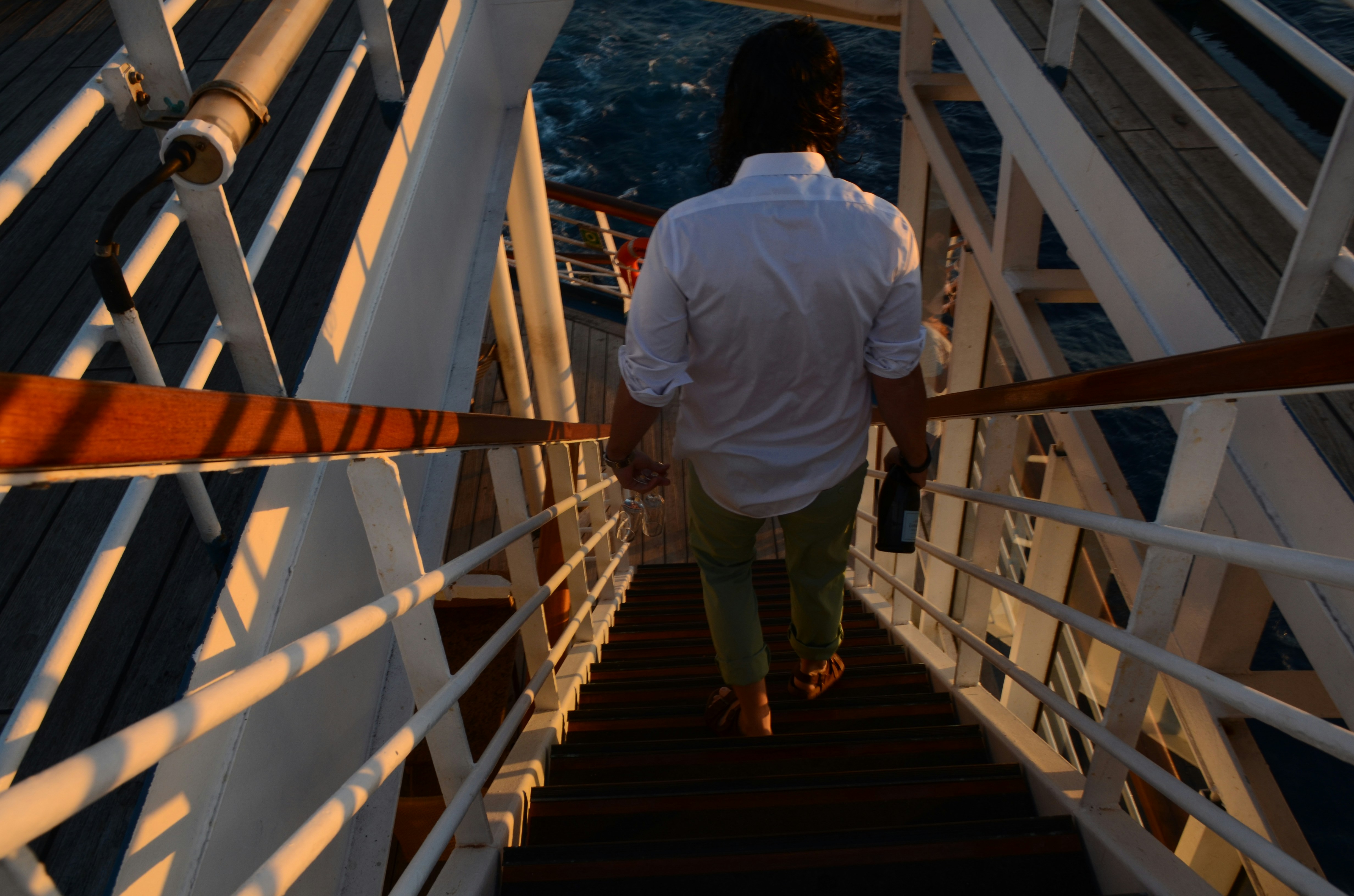 Man walking on cruise ship