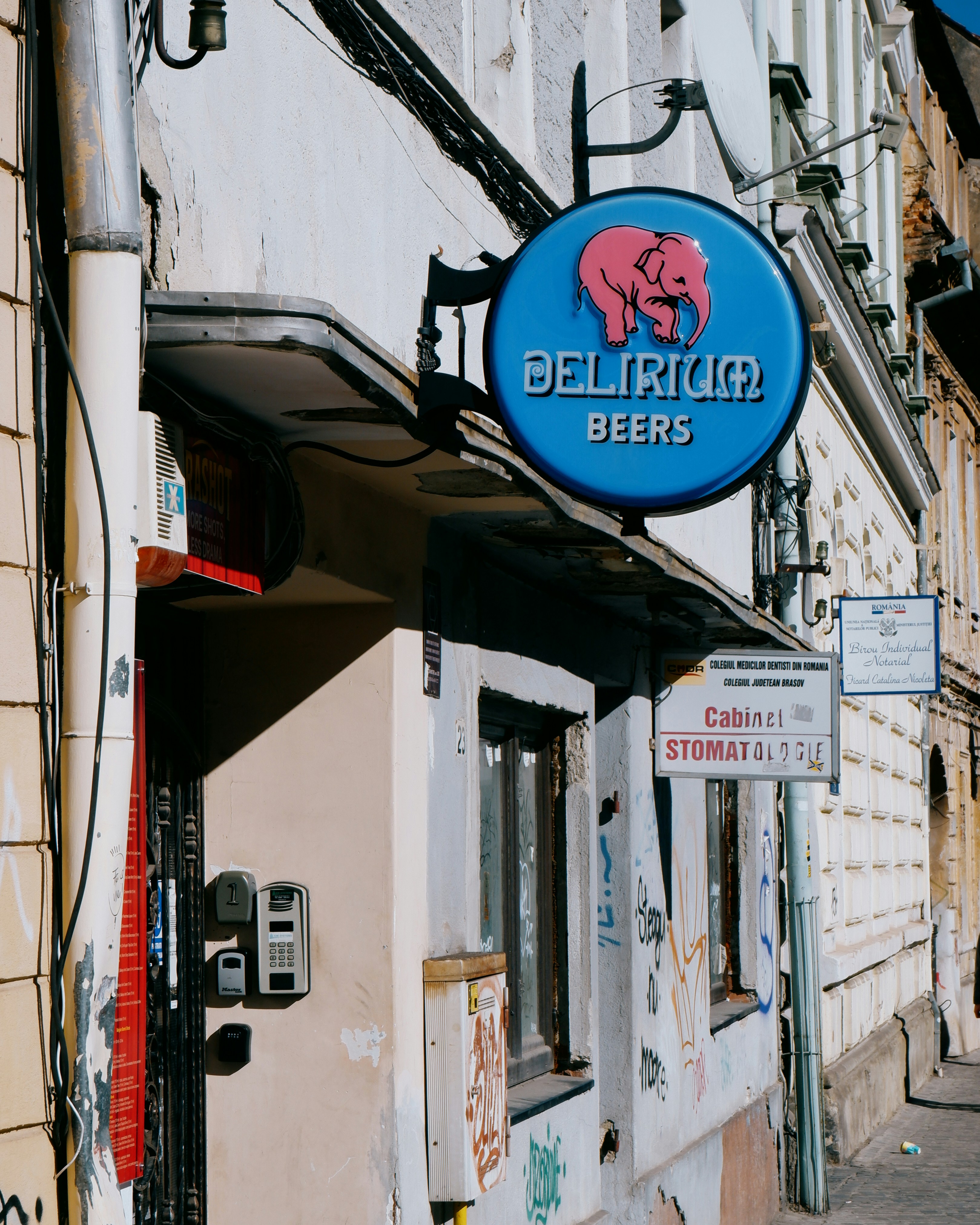 Delirium beers sign on a building exterior