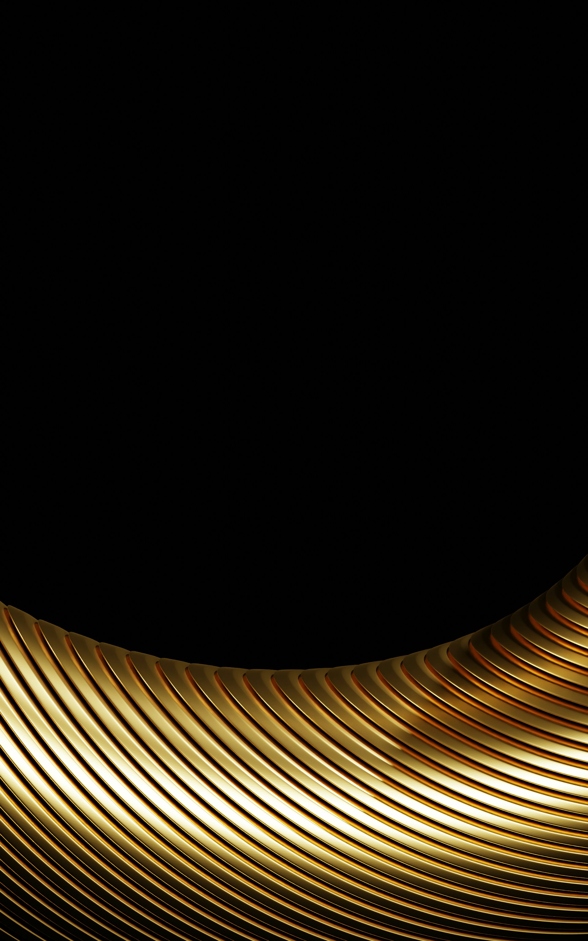 Abstract golden wavy lines on black background