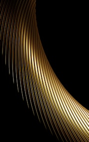 Abstract golden metallic strands on black background