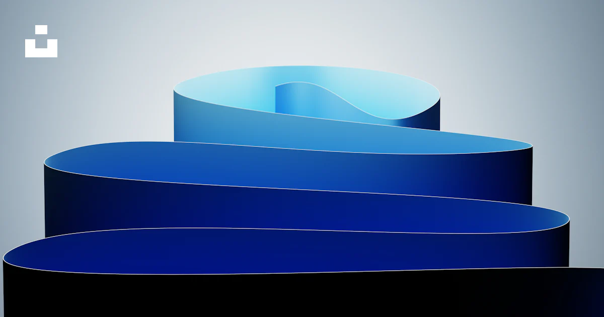 Abstract blue ribbon swirling against a gradient background photo ...