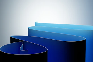 Blue ribbons flowing against a gradient background