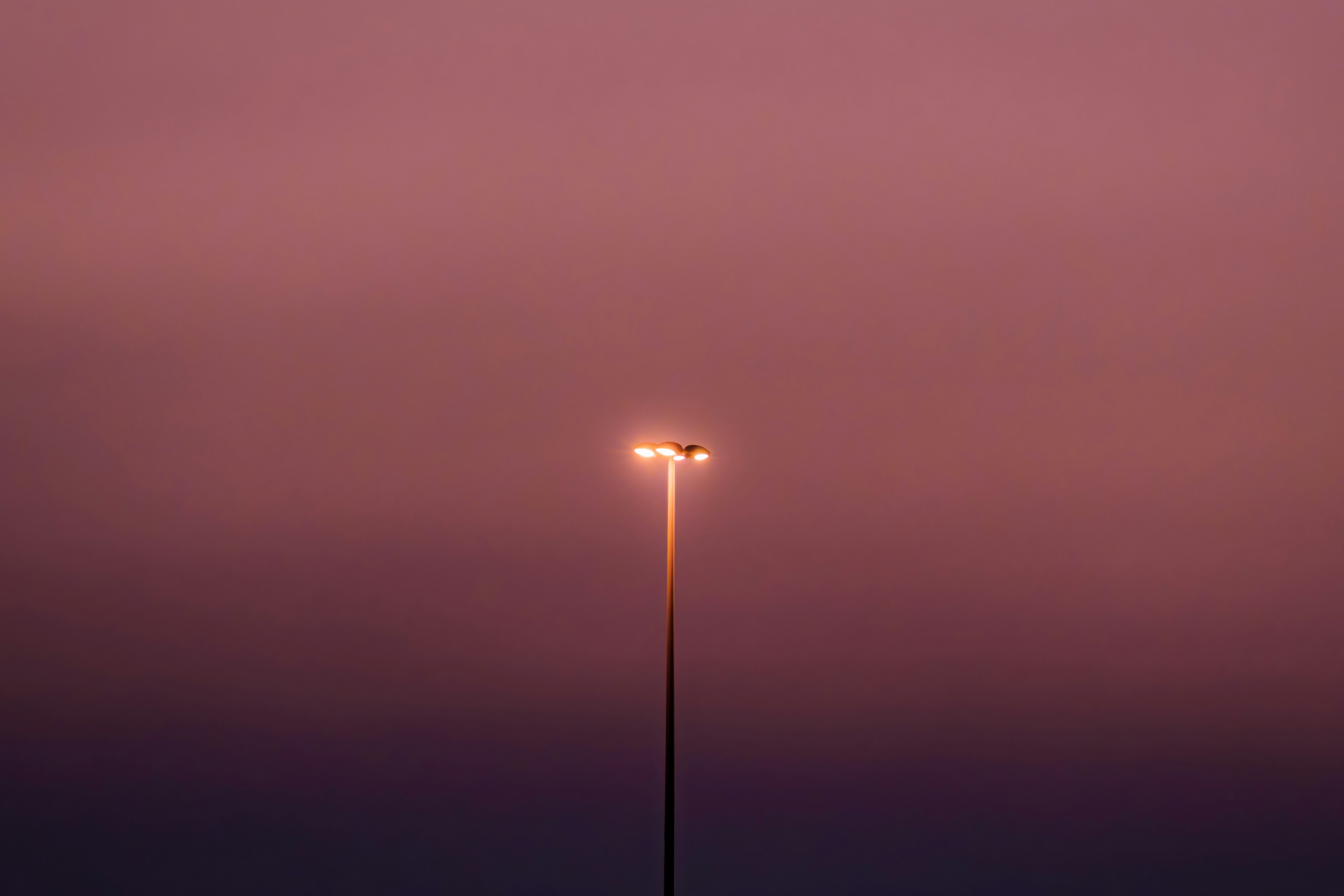 Streetlight glowing against a dusky sky