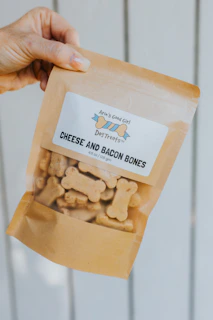 Bag of cheese and bacon bone dog treats