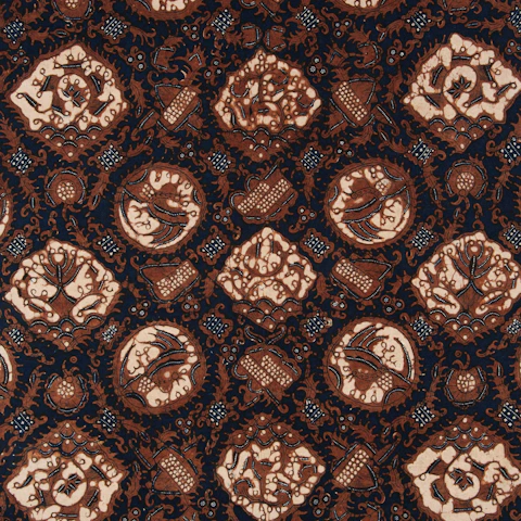 Traditional batik fabric with intricate floral and bird motifs