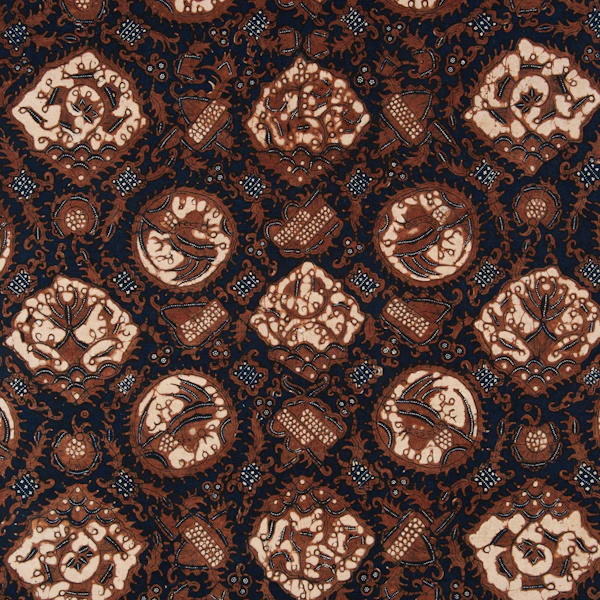 Traditional batik fabric with intricate floral and bird motifs
