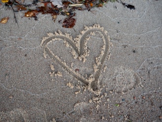 Heart drawn in sand on a beach