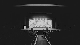 A stage performance with audience in dark theater