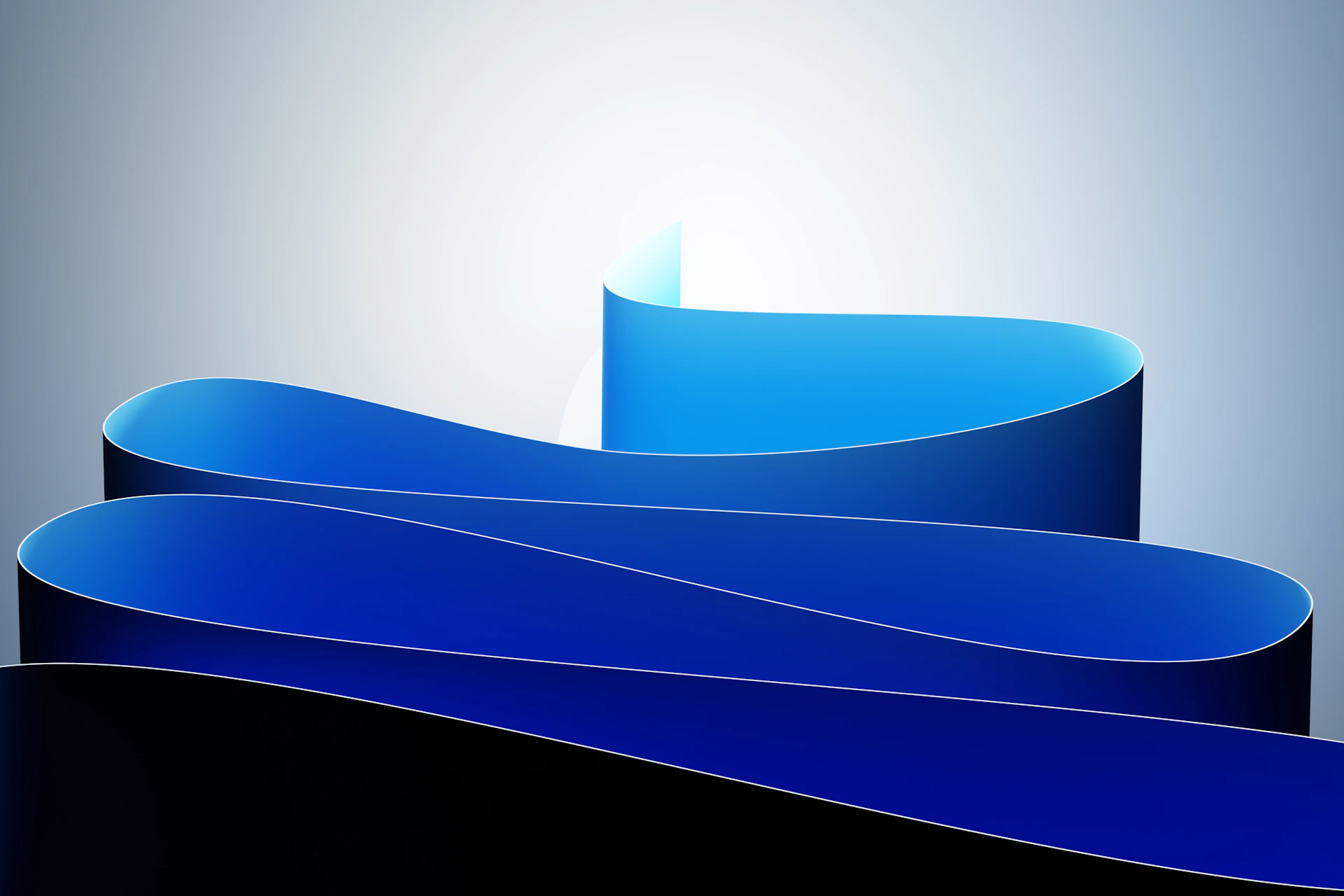Abstract blue ribbon flowing on a gradient background