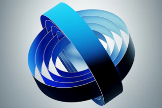 Abstract blue and black ribbon knot design