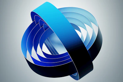 Abstract blue and black ribbon knot design