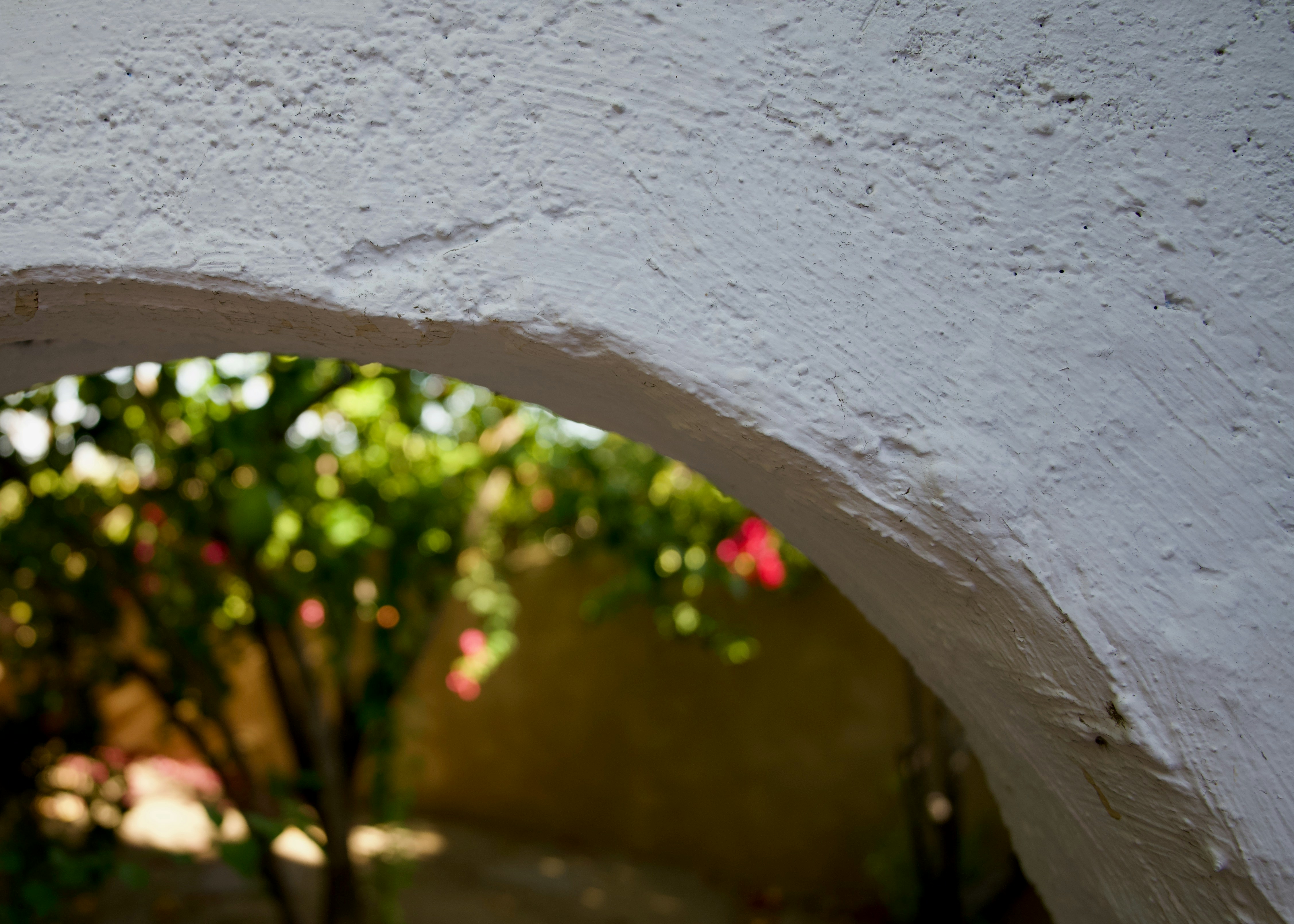 View through an archway to a garden