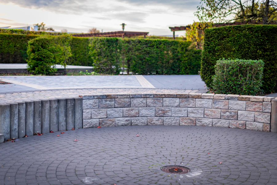 Cut-stone patio and hardscaping build