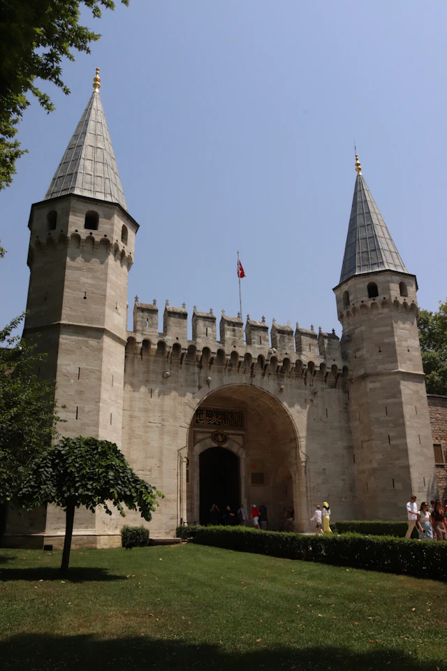 The twin-towered Gate of Salutation, the ceremonial entrance to Topkapi Palace's second courtyard.