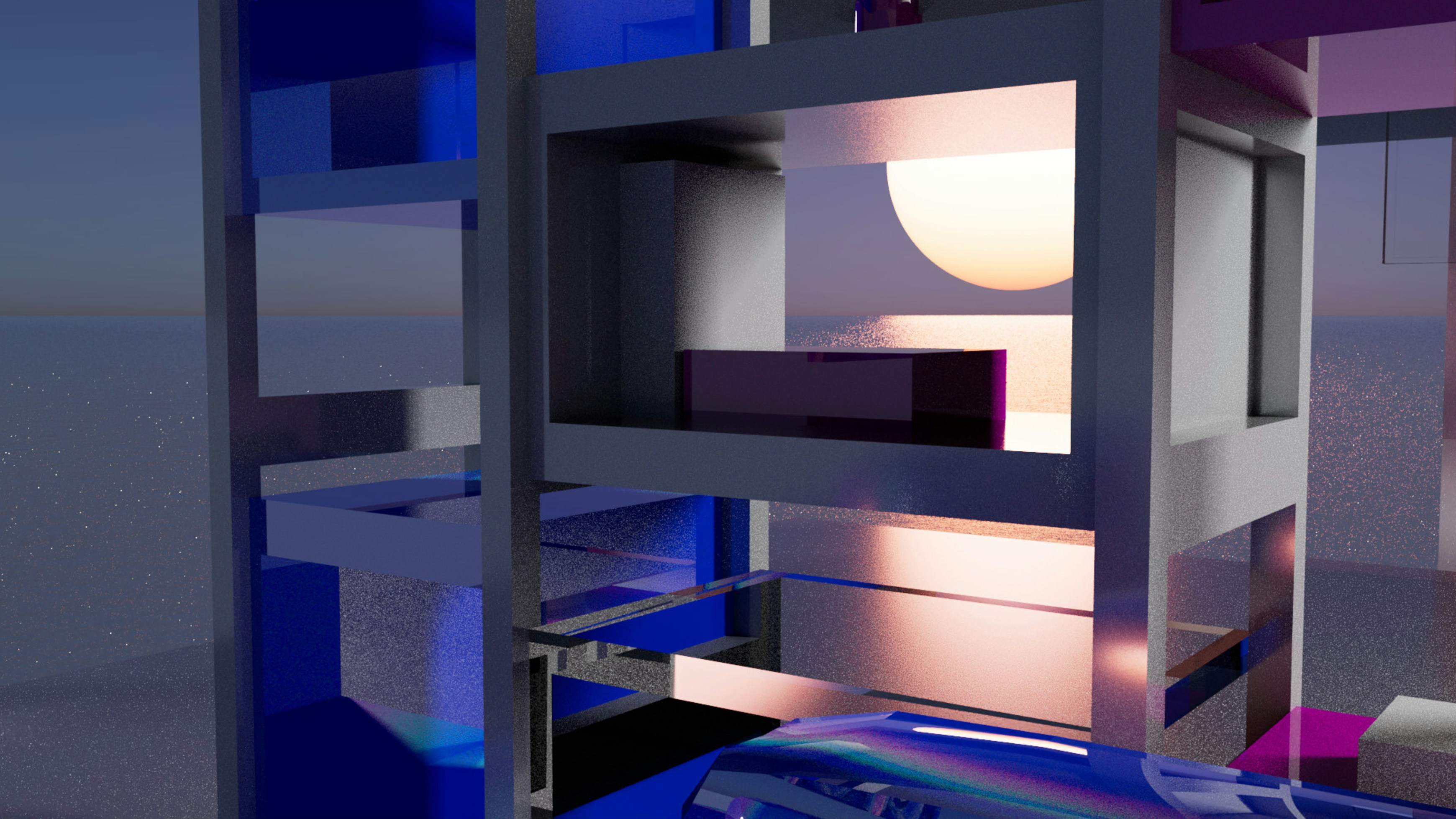 Modern architecture with geometric shapes