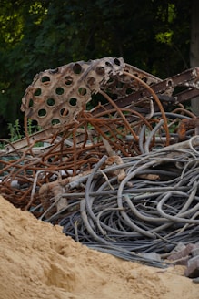 Pile of rusty metal and electrical wires