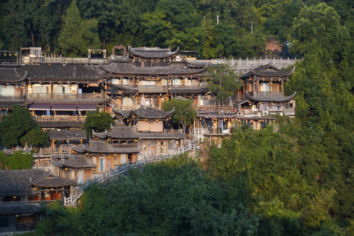 Traditional Chinese village in the hills