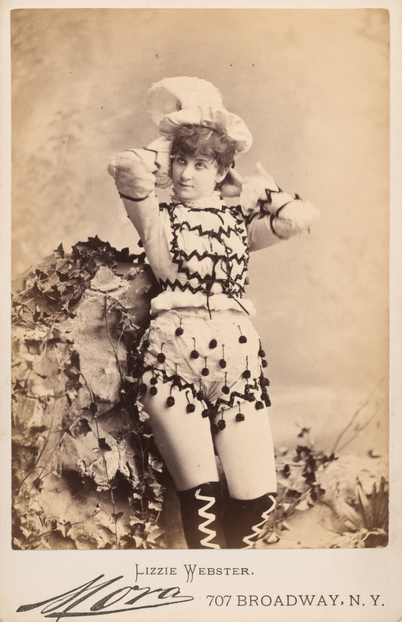 Female performer in decorative burlesque stage costume