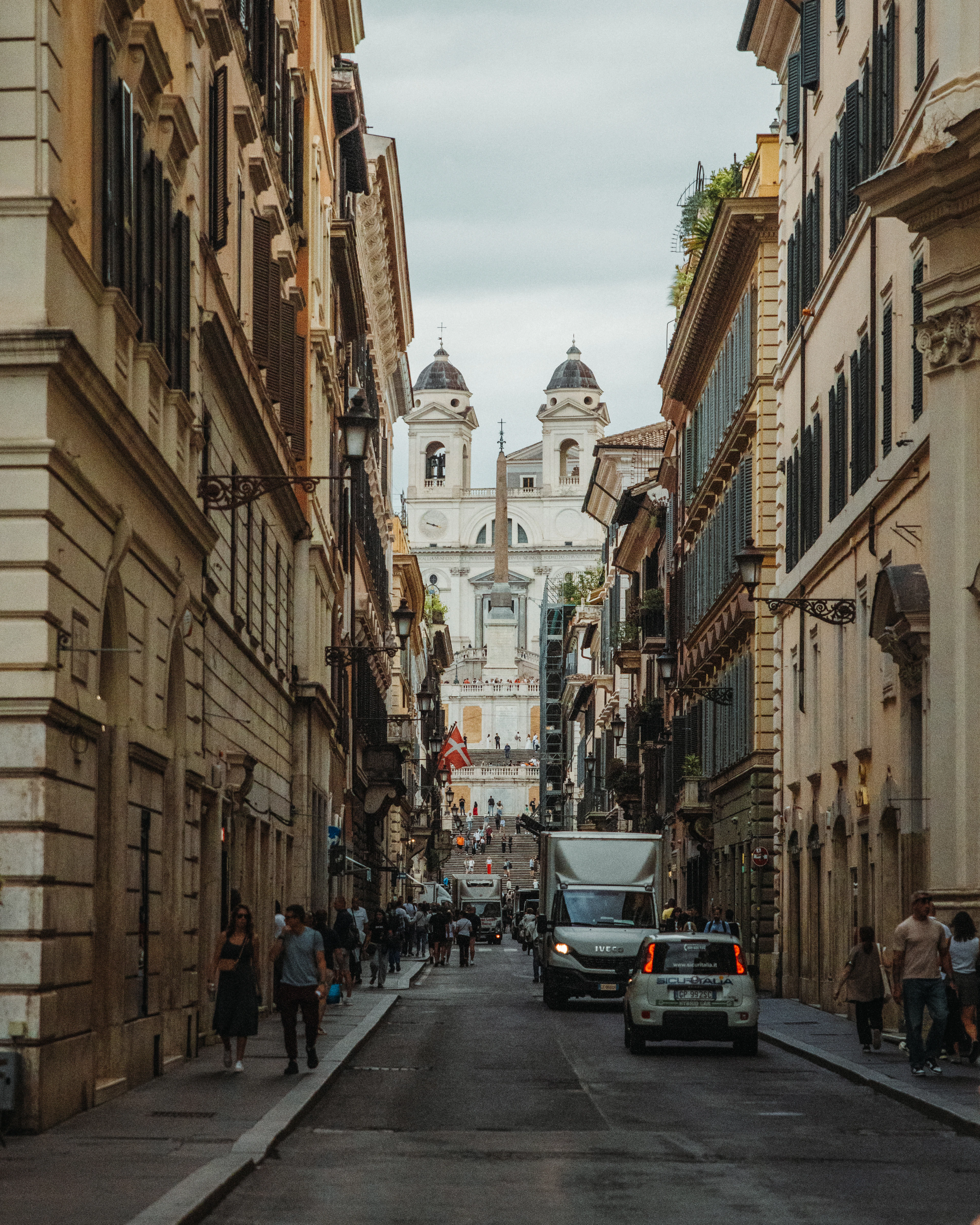 A street in central Rome leading to the Spanish Steps