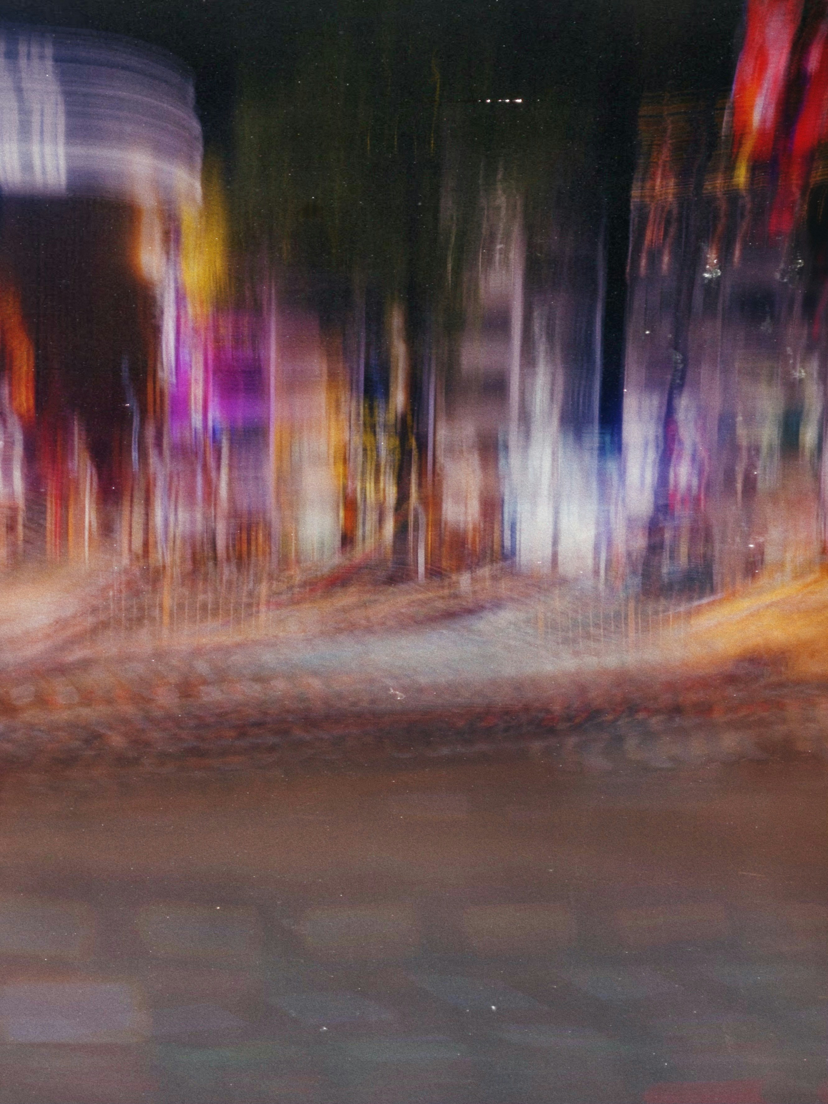 Blurry abstract urban street scene at night
