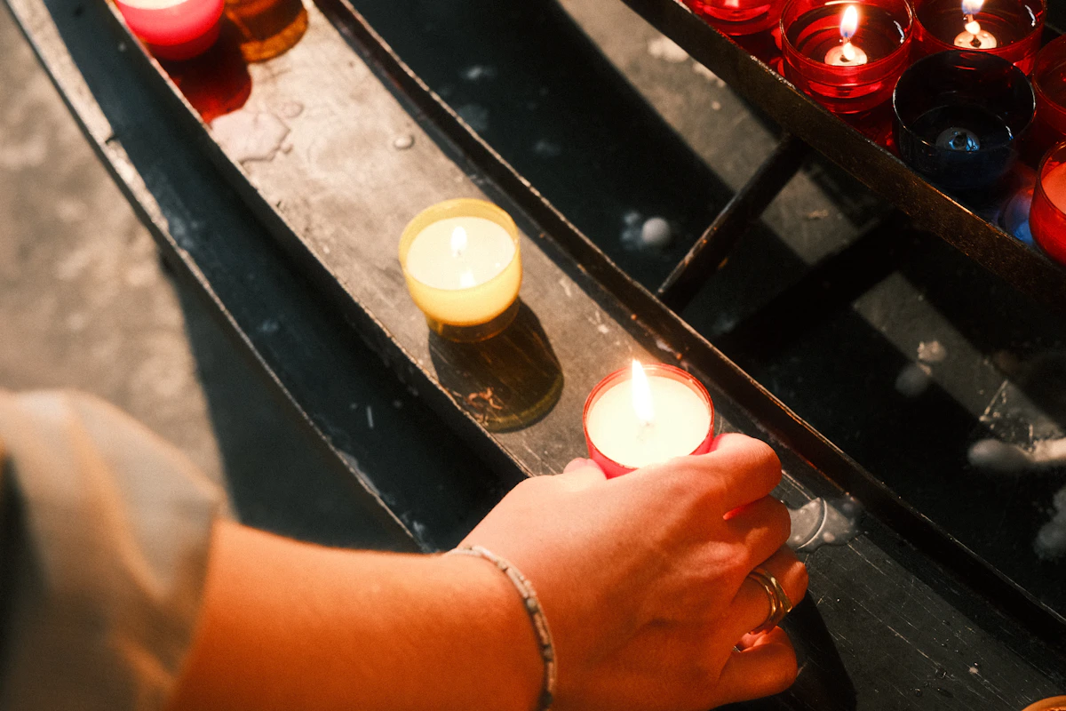 A calm sacred space with candles