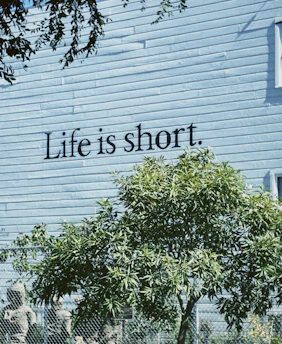 Life is short. text on a building