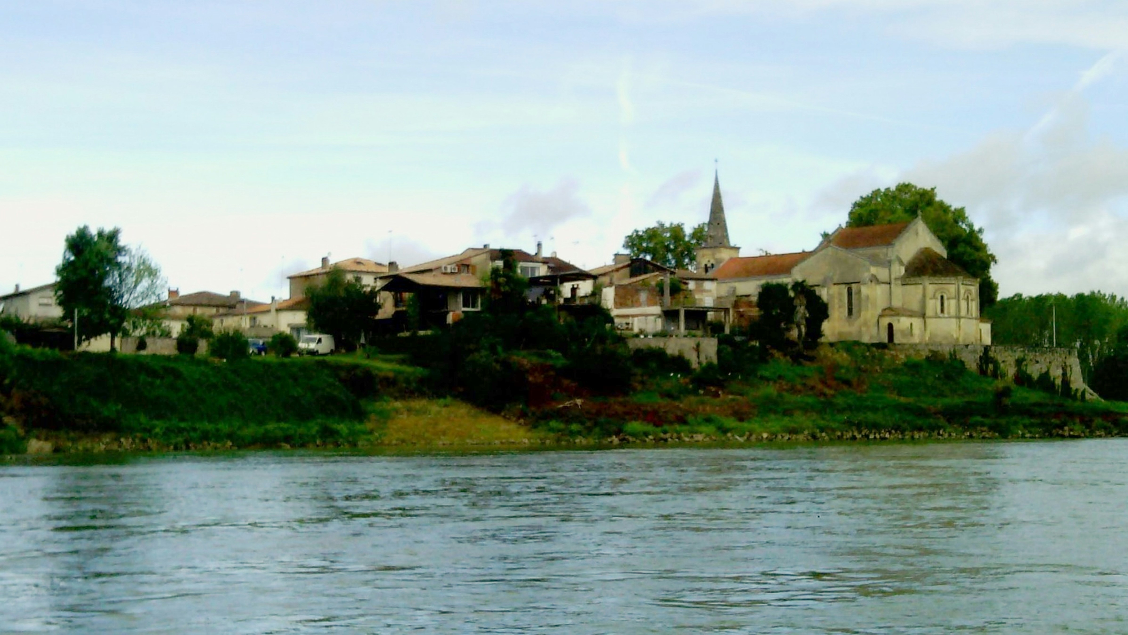 Village on a hill overlooking a wide river