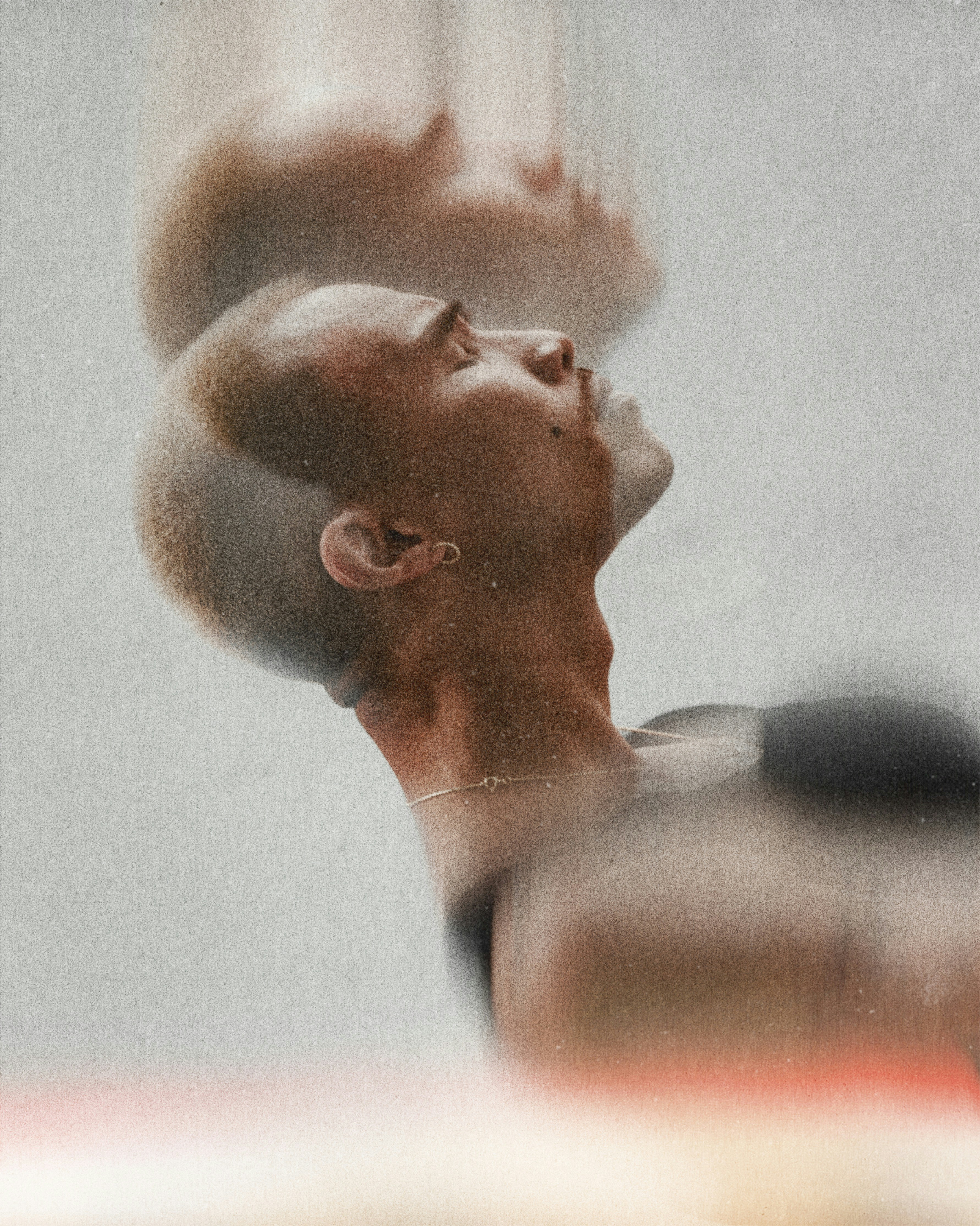 Man looking up with blurred motion effect