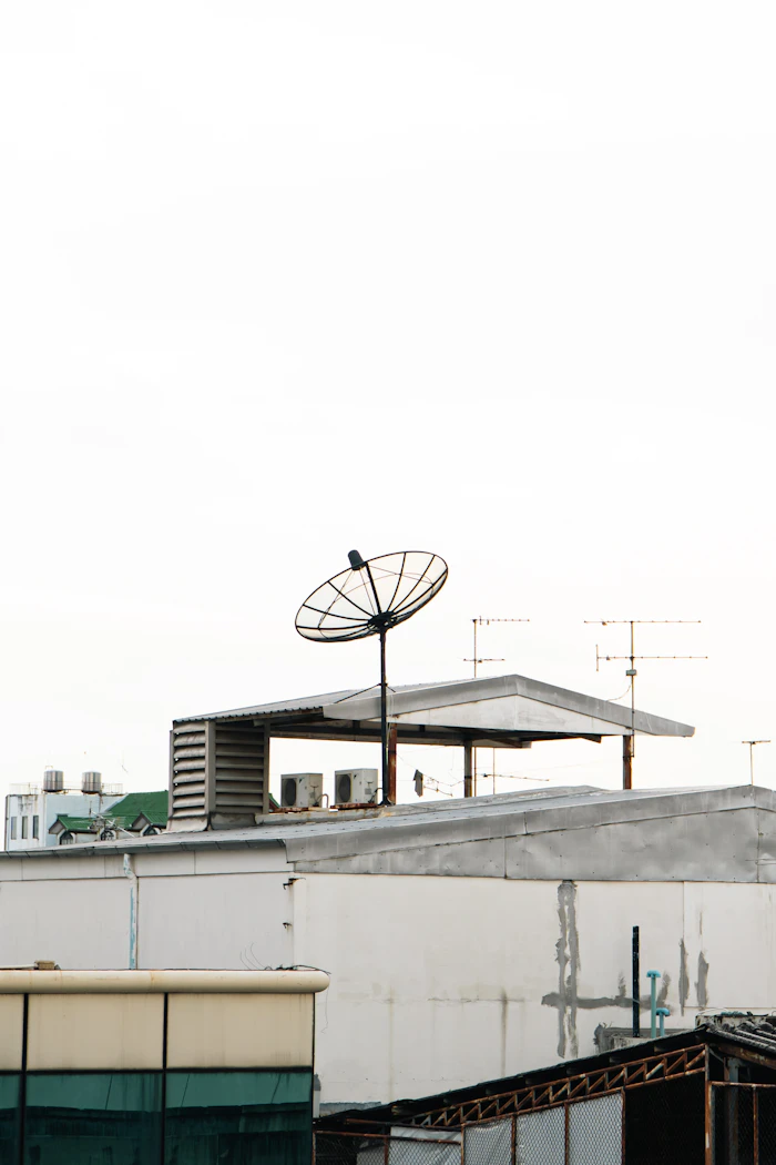 Satellite internet dish installed on a rooftop