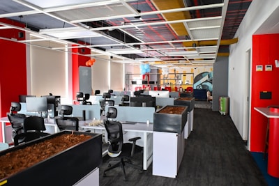 Modern office space with desks and workstations