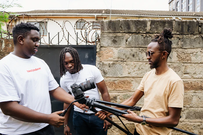 The Kinetics Pro crew setting up a camera rig on location