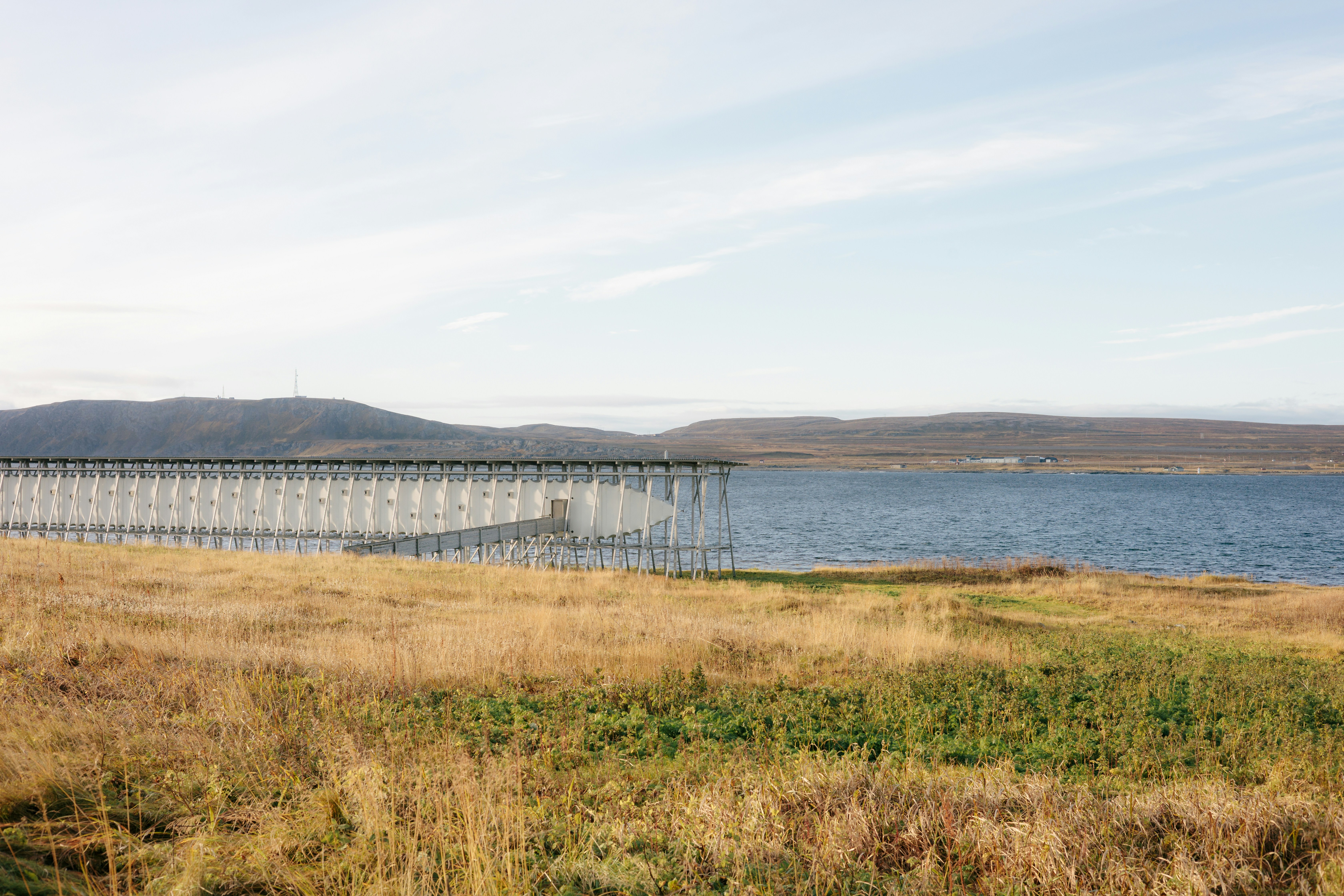 Wooden pier stretching into a calm blue lake