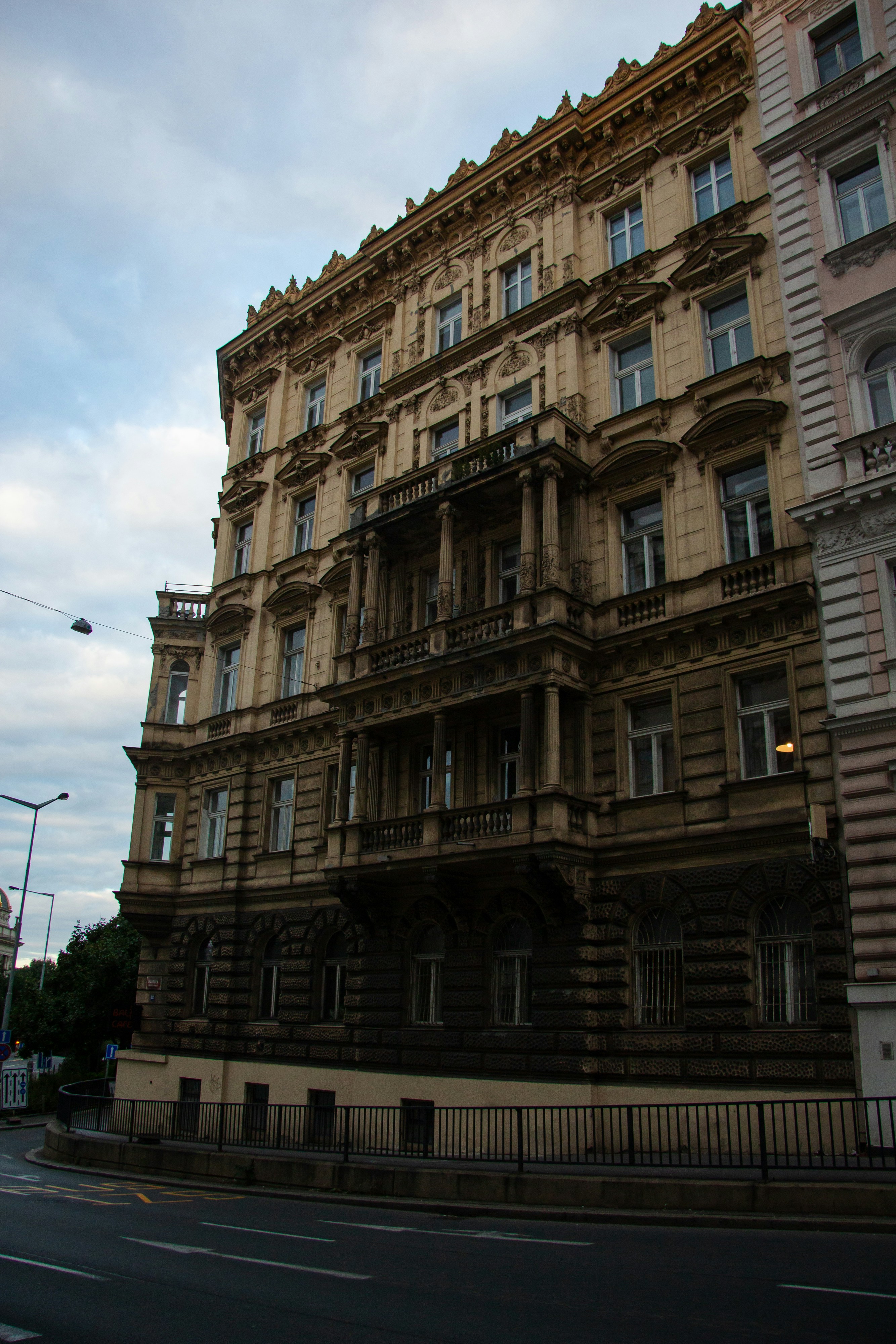 Ornate building with balconies and windows