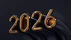 Golden 2026 numbers on a dark background