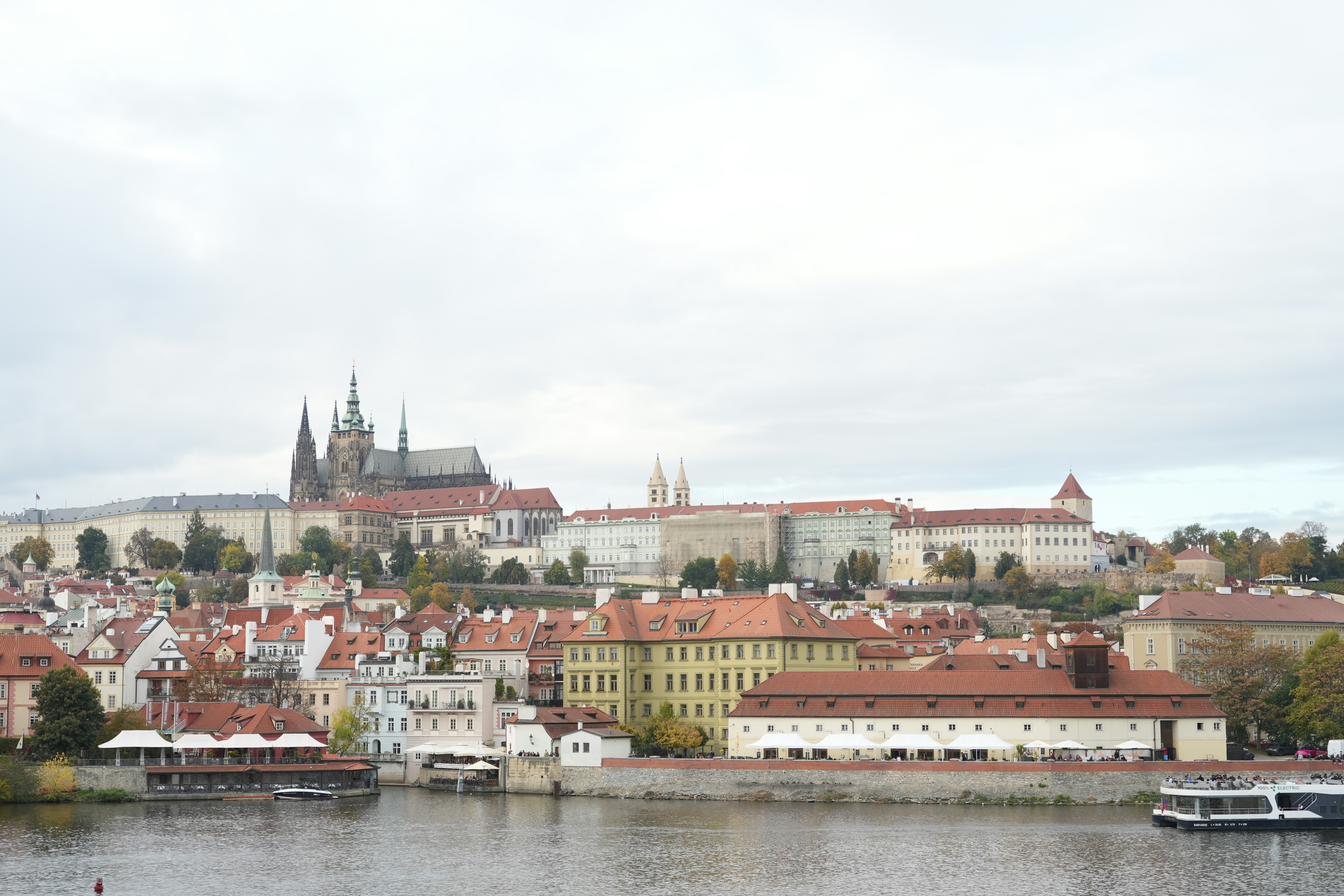 Prague Castle complex viewed from across the river - flight and hotel packages to prague