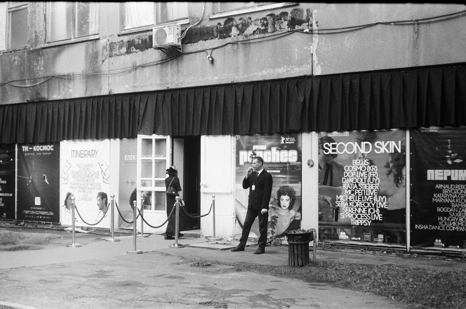 Event security staff managing access outside a venue